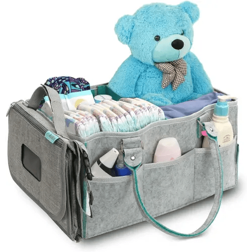 ikidos 2-in-1 diaper caddy organizer & portable changing pad - Portable Travel Changing Pad - car caddy organizer - Ultimate Convenience in One Tidy Solution!