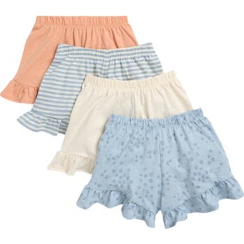 Kids' Assorted 4-Pack Ruffle Hem Cotton Shorts, 12-18M
