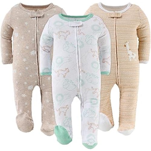 The Peanutshell Baby Sleeper 3 Pack Set - Newborns & Infants 0-9 Months, Newborn Baby Boy & Girl Sleepers - Serene Safari