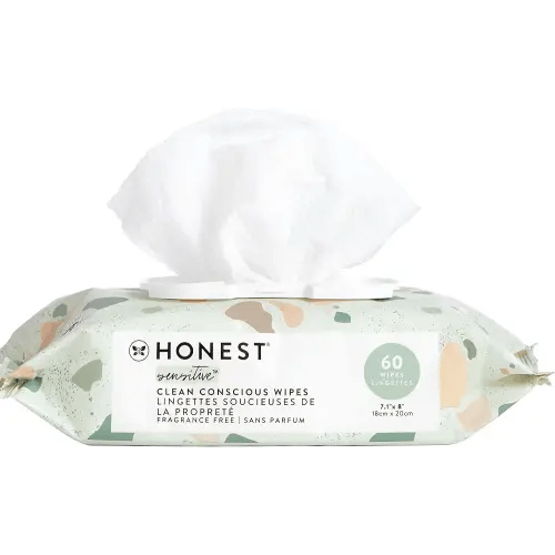 The Honest Company Clean Conscious Multi-Use Wipes | Hypoallergenic + Unscented for Sensitive Skin | Over 99% Water, Compostable, Plant Based, Baby Wipes | Geo Mood, 60 Count