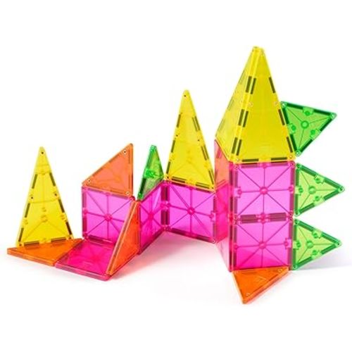 MAGNA-TILES Color Shop NEON 20-Piece Magnetic Construction Set, The Original Magnetic Building Brand
