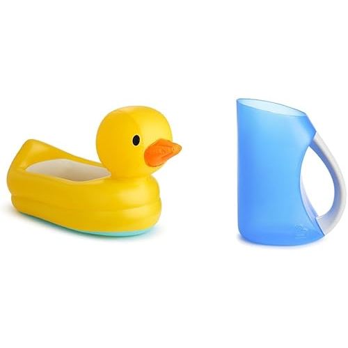 Munchkin® Duck™ Inflatable Baby Bathtub with White Hot® Heat Alert & Rinse™ Shampoo Bath Rinser, Blue