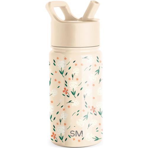 Simple Modern Kids Water Bottle with Straw Lid | Insulated Stainless Steel Reusable Tumbler for Toddlers, School | Summit Collection | 14oz, Chloe Floral