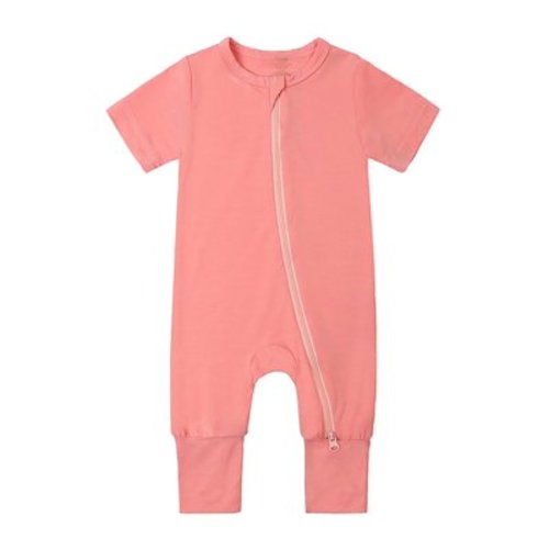 WIBACKER Baby Boys Girls Bamboo Viscose Short Sleeve Pajamas, 2 Way Zipper Romper, Sleep and Play 0-24 Months