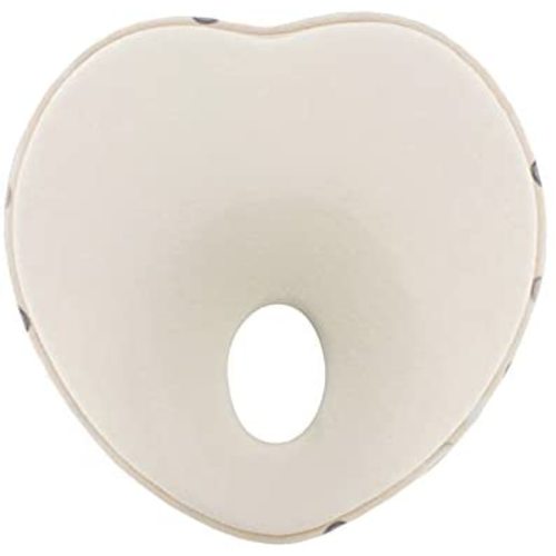Baby Head Support Pillow for Newborn Infant(0-12 Months), Flat Head Correction 3D Memory Foam, Baby Neck Pillows, Head Shaping Pillow, Heart Shaped (Creamy-White)