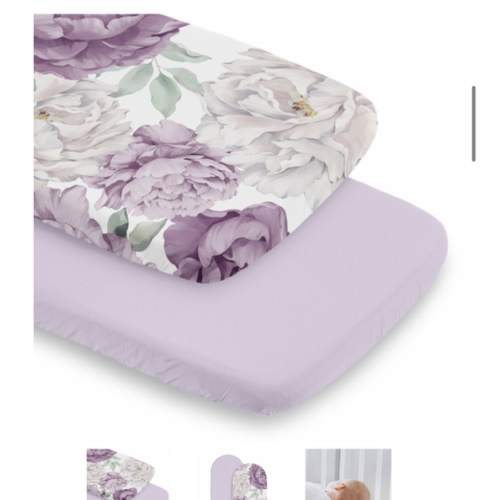 Peony Floral Garden Lavender Purple and Ivory Collection 2 Pack Baby Bassinet Fitted Sheets