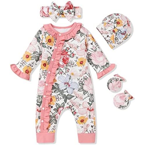 Aalizzwell Baby Girls Romper Outfit Fall Winter Clothes with Accessories