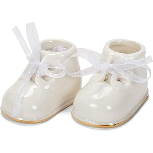 Midwest-CBK Baby Booties Ornament, Porcelain, White,Christmas