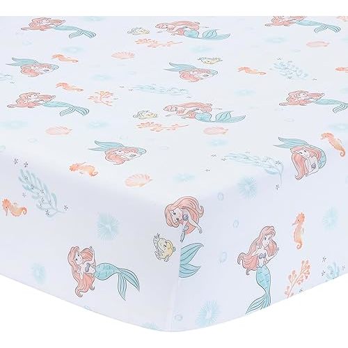Bedtime Originals Disney Baby The Little Mermaid White Fitted Crib Sheet - Ariel