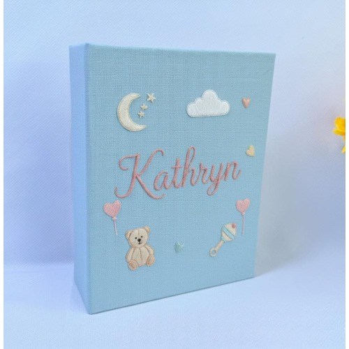 Embroidered Baby Photo Album With Sleeves, Personalized Photo Album