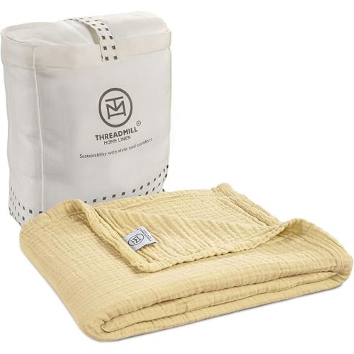 Threadmill Muslin Swaddles for Newborns| 4 Layer Swaddle Baby Blankets | Multi Use Muslin Blankets 41 x 37| Ultra-Soft Breathable Baby Wrap for Boys & Girls| Registry Essential| White