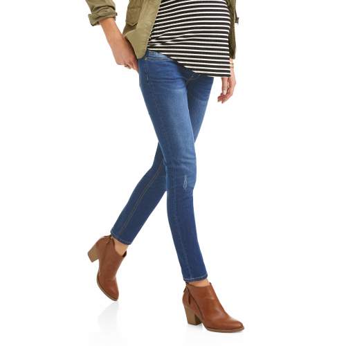 Oh! Mamma Maternity Women's Distressed Skinny Jeans with Full Panel (Women's & Women's Plus)