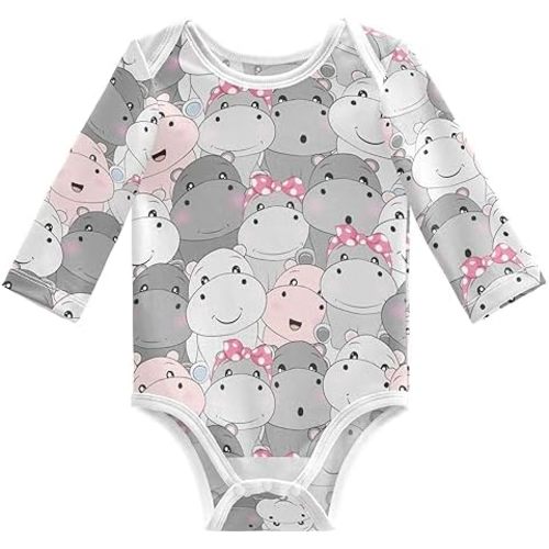 Unisex Baby Boys Girls Cotton Long-sleeve Bodysuits 0-24 Months