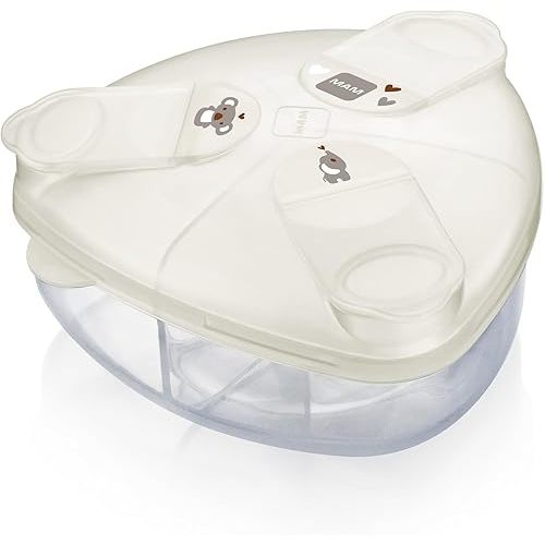 MAM Baby Spill-Proof Formula Dispenser with Snap-On Lid, Ideal for On-The-Go Feedings, Milk Powder Dispenser for Traveling