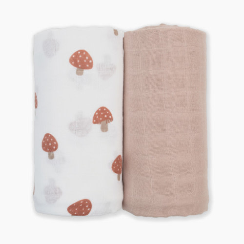 Lulujo Muslin Swaddles (2 Pack) - Mushrooms/Sand, 2