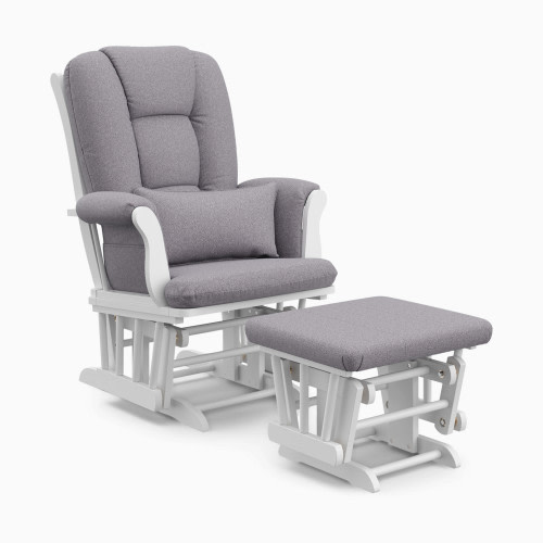 Storkcraft Tuscany Glider and Ottoman - White/Gray Swirl