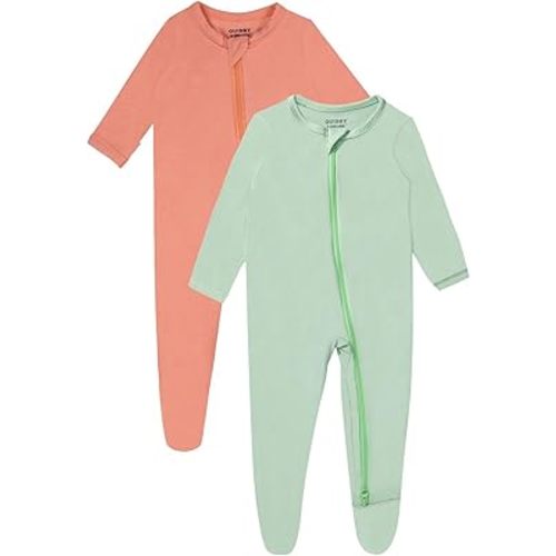 GUISBY Rayon Baby Footed Pajamas with Mitten Cuffs,Soft Long Sleeve Romper 0-18 Months