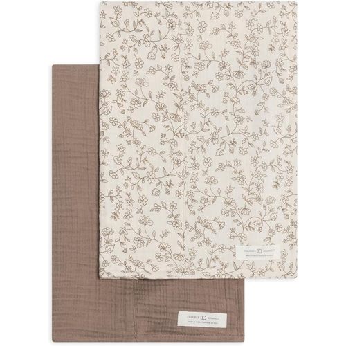Colord Organics Baby 2 Pack Organic Cotton Muslin Burp Cloths Set - Pip Floral Ivory + Taupe
