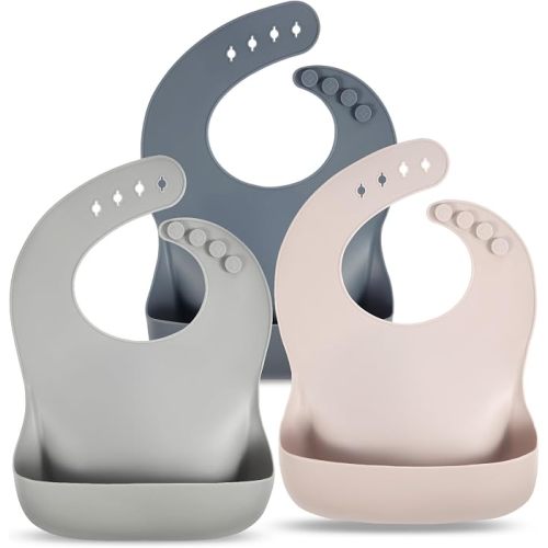 Silicone Bibs, Charcoal Gray, 3 Pack