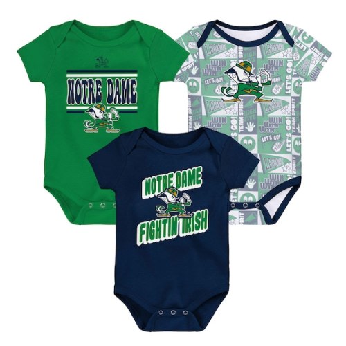 Notre Dame Fighting Irish Newborn Sunday Comics 3-Pack Bodysuit Set - Navy