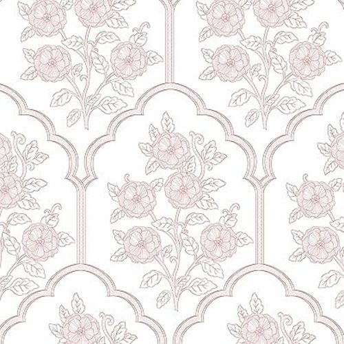 Safiyya 118"x17.3" Pink Floral Wallpaper Peel and Stick Wallpaper Modern Contact Paper Peel and Stick Self Adhesive Pink and White Wall Paper for Bedroom Vinyl Rolls