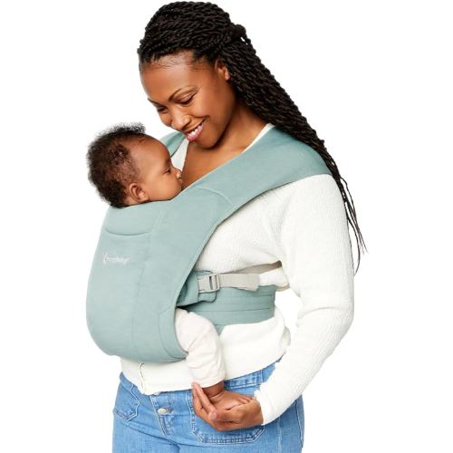 Ergobaby Embrace Baby Carrier Newborn to Toddler - Lightweight Ergonomic Baby Carriers - Cozy Essentials (7-25 Pounds), Ponte Knit, Jade Green
