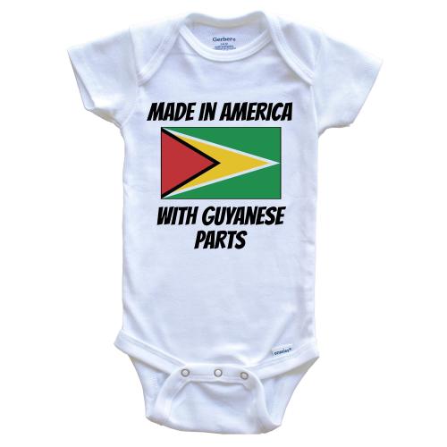 Made In America With Guyanese Parts Guyana Flag Funny   Baby Bodysuit - Cute One Piece Baby Bodysuit