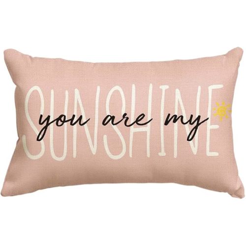 AVOIN colorlife You are My Sunshine Summer Throw Pillow Cover, 12 x 20 Inch Pink Cushion Case Decoration for Sofa Couch