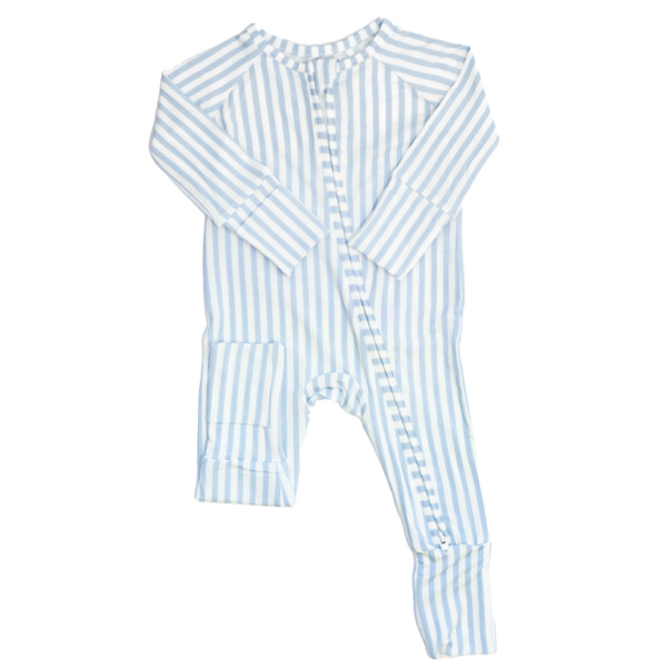 Sleep Romper - French Blue Mini StripeSleep Romper - French Blue Mini