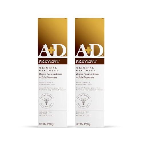 A+D Original Diaper Rash Ointment Prevents & Treats Diaper Rash, Moisturizing Skin Protectant with Vitamins A & D, Healing Skin Ointment for Dry and Cracked Skin 4oz 2 Pack - 2 Count (Pack of 1)