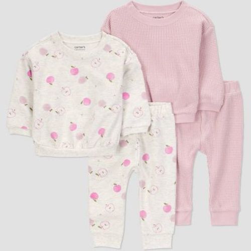 Carter's Just One You® Baby Girls' 4pc Apple Top & Bottom Set - Gray/Pink