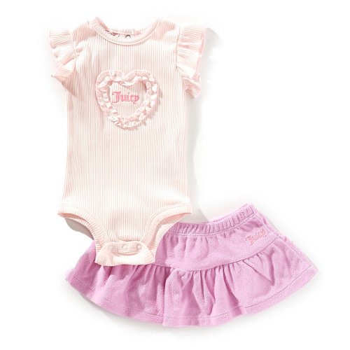 Juicy Couture Baby Girls Flutter-Sleeve Heart-Shaped Logo Graphic & Solid Skirted Panty Set