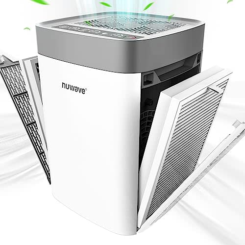 Nuwave Air Purifiers for Home Bedroom Up to 1361 Sq Ft, Portable Air Purifier with Air Quality Sensor, H13 True HEPA & Carbon Filter Captures Pet Hair Dust Smoke,18dB, Energy Star Certified