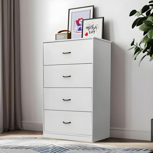 SUGIFT 4 Drawer Wood Dresser for Bedroom, Modern Storage Cabinet Dresser , Light Gray