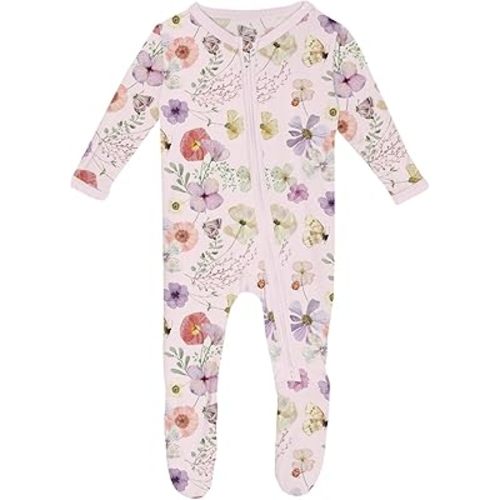 KicKee Print Footies with Zipper, Super Soft One-Piece Jammies, for Babies and Kids, Spring 2