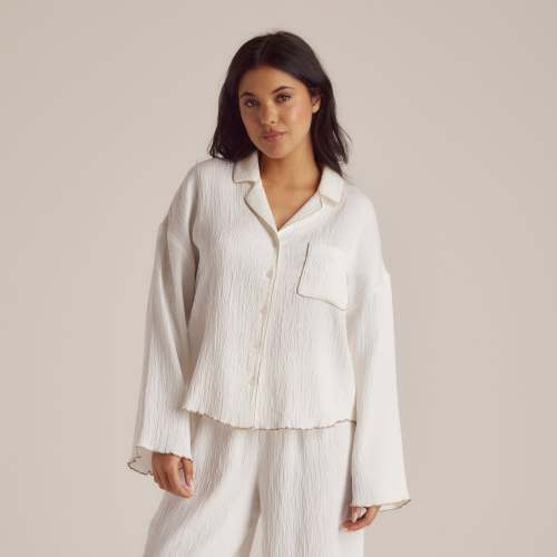 Crinkle Pajama Shirt - White