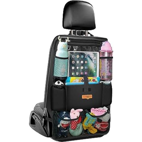 SURDOCA Upgraded Car Organizer with 11-inch Tablet Holder, 9 Pockets, Car Seat Protector for Road Trips - Car Storage and Organizers for Kids, 1 Pack
