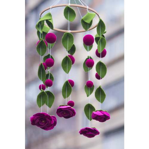 Flower Baby Mobile Felt Flower Mobile Flower chandelier nursery mobile Elegant Bedroom Decor Baby mobile/ baby girl mobile/ purple mobile