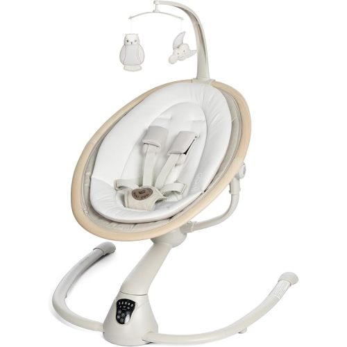 Maxi-Cosi Cassia Baby Swings for Infants: Smart Portable Baby Swing with Music, Lightweight & Foldable Baby Swing, 360 Rotation Infant Swing, Classic Oat