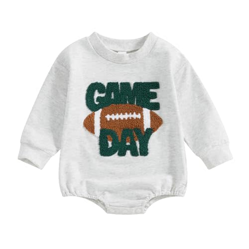 Karwuiio Baby Boys Girls Fall Winter Outfits Long Sleeve Oversized Football Pullover Sweatshirt Romper Toddler Infant Clothes