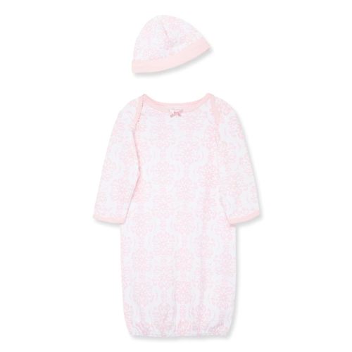 Little Me Clothes for Baby Girls' 2-Piece Nightgown and Cap Set 100% Cotton with Elastic Bottom, Baby Essentials, 0-3 Months