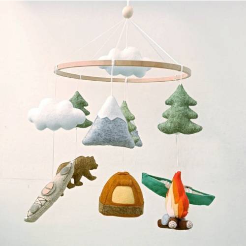 National park baby mobile, Baby first Christmas gift, Woodland theme nursery decor, Campaign style mobile, Pregnancy gift