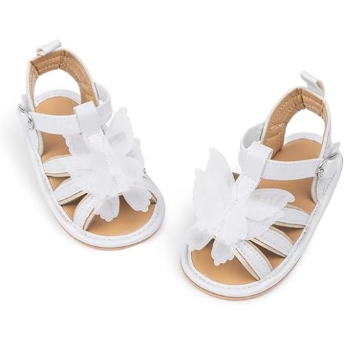 Meckior Baby Toddler Infant Girls PU Leather Soft Open Toe Summer Sandals Flower Princess Flat Shoes