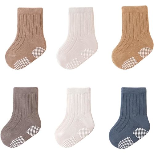 XHuaJun Baby Boys No Slip Socks Grips Ankle Crew Non-Slip Socks for Infants Toddlers Kids - 0-12 Months - 6 Colors a