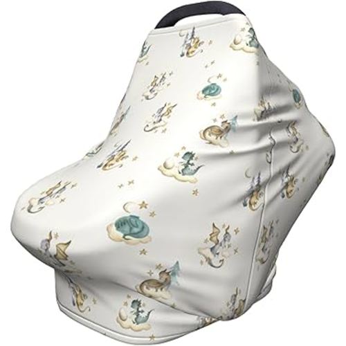 Cute Dragon Car Seat Covers Baby Multi-Use Car Seat Canopy Carrier Cover, Breathable Breastfeeding Cover Boys & Girls