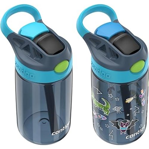 Contigo AutoSpout Water Bottle, 14oz, Pack of two, Blueberry/Blue Raspberry & Blueberry Nightfall
