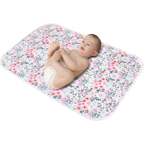 Baby Diaper Changing Pad, 21 5/8" x 31.5" Waterproof Changing Pad Liners - Reusable Soft and Absorbent Portable Changing Mat(Flower1PCS)