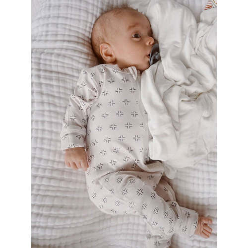 2-Way Convertible Zip Romper, Natural/Black Geo