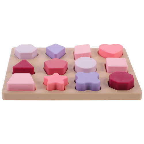 Raindrops Pink Silicone Shape Matching Puzzle Toys for Kids Early Educational Decor 6.5 x 6.5 Inches