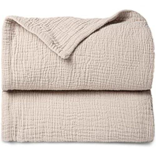 Lulu moon Muslin Quilt Blanket, Crib Blanket for Baby and Toddler,47x47 Inches(Ivory)